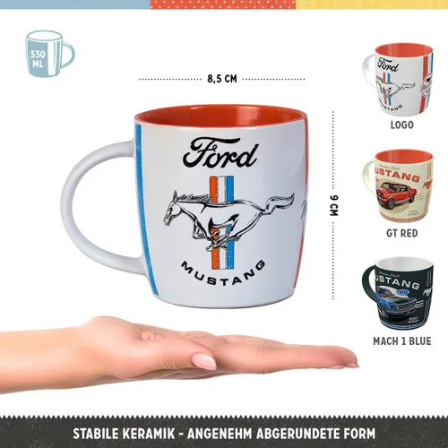 Miniatura 2 de Nostalgic-Art Taza de café retro, 11.2 oz, Ford Mustang Set 1 (juego de 3) – Idea de regalo para los fanáticos de Ford, producto oficial de licencia