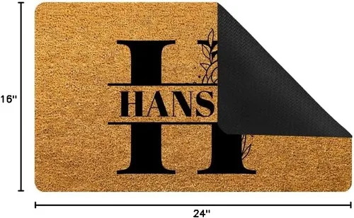 Miniatura 2 de Tapete para puerta de 23.6 x 15.7 pulgadas, nombre con monograma, vintage, botánico, personalizado, personalizado, tapete de bajo perfil, tapete