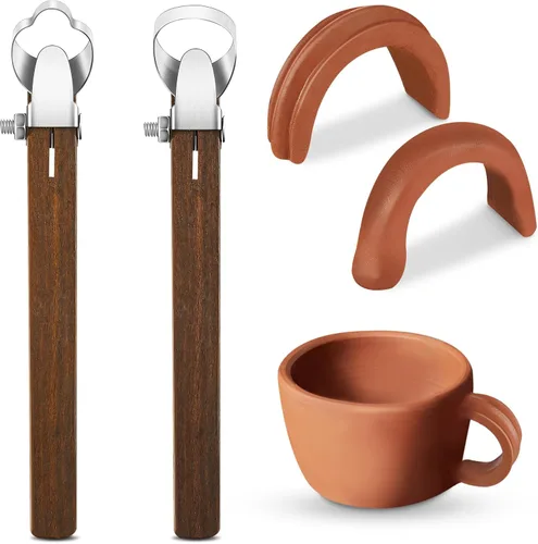 Miniatura 7 de Therwen 2 piezas de espátula de escultura, herramienta de tallado de cerámica, forma de mango de taza de cerámica, herramienta extrusora de arcilla
