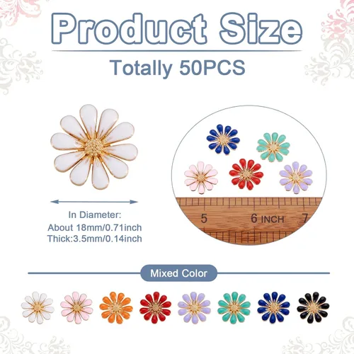 Miniatura 3 de Craftdady Cuentas de flores de resina, 72 piezas de cabujones de flores kawaii con parte trasera plana, 2 estilos, sin agujero, cuentas de rosas