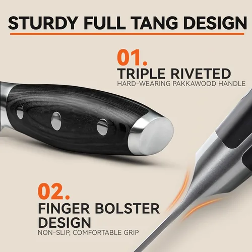 Miniatura 6 de TUO Black Hawk - Cuchillo de filete de 6 pulgadas para recortar grasa de carne, desollado de ciervos, mango de espiga completa, acero alemán de alto