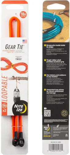 Miniatura 8 de Nite IZE Gear Tie Loopable, el original lazo de goma reutilizable con lazo integrado resistente, 12 pulgadas, negro, paquete de 2, fabricado