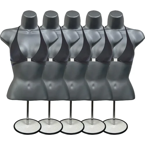 Miniatura 26 de DisplayTown - Maniquí femenino con torso y soporte de metal, parte trasera hueca, cuerpo apilable, forma para exhibir camisetas, mostrador