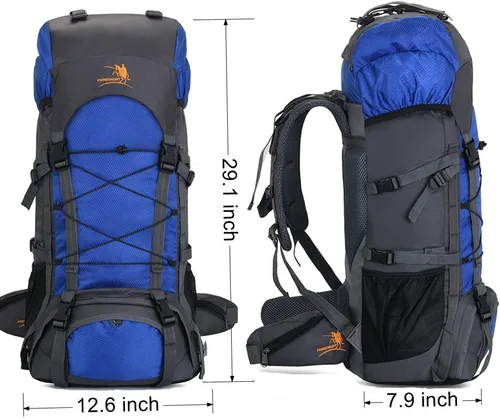 Miniatura 2 de Bseash Mochila impermeable de 60L con marco interno para senderismo, camping, con cubierta para lluvia, mochila grande para viajes al aire libre