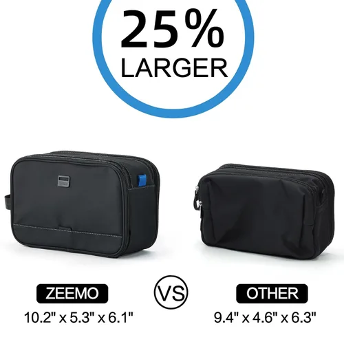 Miniatura 5 de ZEEMO Neceser de viaje para hombre, tamaño mediano, resistente al agua, doble cara, con apertura completa, organizador versátil para accesorios
