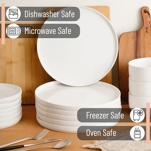 Miniatura 3 de Brew To A Tea - Platos de postre de porcelana blanca, juego de 6, 8.2 pulgadas, platos pequeños para aperitivos, ligeros, duraderos, aptos