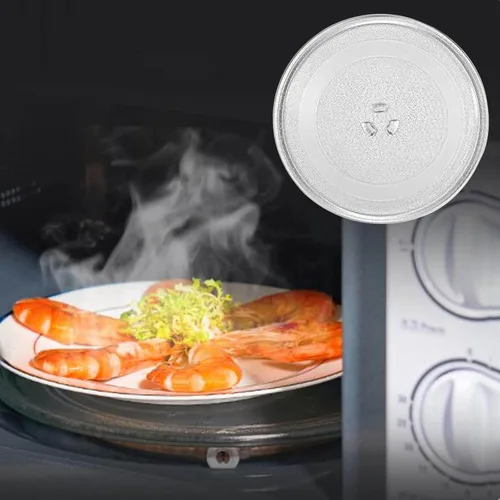 Miniatura 2 de Placa giratoria de vidrio transparente para microondas, placa de vidrio para microondas con acoplador y anillo giratorio de microondas, bandeja