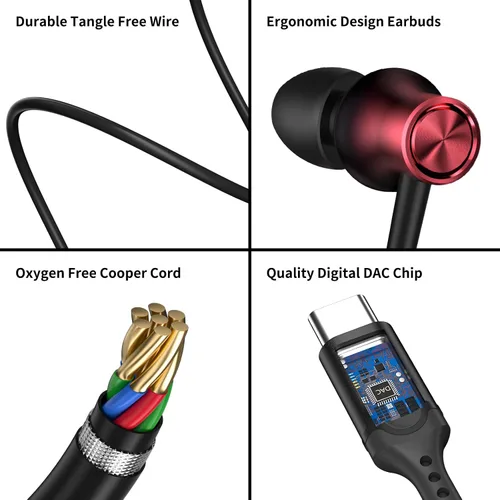 Miniatura 6 de Auriculares USB C para iPhone 17 Pro Max 16 15 17e 16e Auriculares magnéticos con cable para Samsung S26 Ultra S25 FE S23 A17 A36 Auriculares