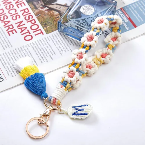 Miniatura 3 de Bisanzoya Beaded Keychain with Tassel, Silicone Key Ring Bracelet, Cute Boho Car Key Chain Wristlet for Women