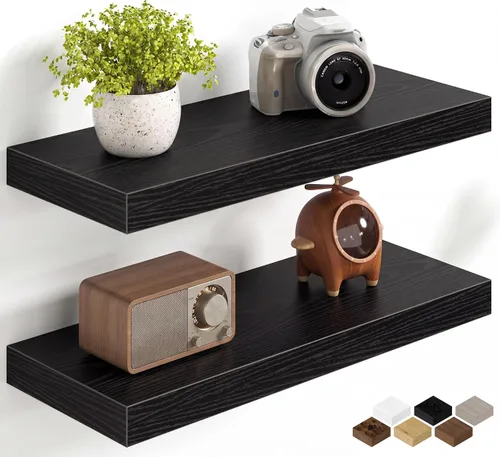 Miniatura 14 de Fun Memories Estantes flotantes de 16 pulgadas para pared, estantes de 8 pulgadas de profundidad para baño, dormitorio, cocina, montaje en pared