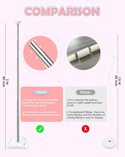 Miniatura 7 de YALLOVE Soporte de columna para globos, juego de 2 soportes para globos para decoración de fiesta de revelación de género (incluye globos)