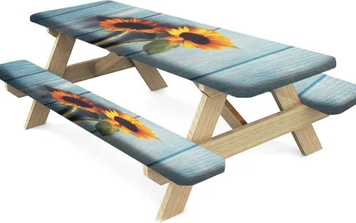 Miniatura 28 de Mantel ajustable para mesa y banco de pícnic de Halloween, diseño de fantasma, impermeable, 28 x 72 pulgadas, juego de 3 piezas, mantel ajustable al