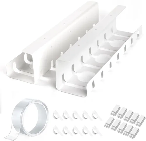 Miniatura 9 de Bandeja de organización de cables debajo del escritorio, 16.5 pulgadas de largo x 4.7 pulgadas de ancho x 4.3 pulgadas de alto, paquete de 2