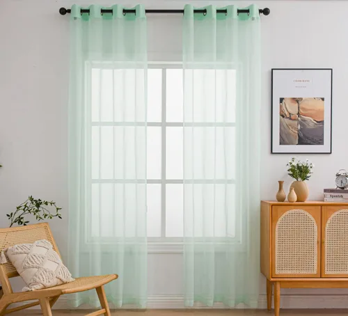 Miniatura 10 de PI - Cortinas traslúcidas con paneles pequeños, cortina transparente para ventana de cocina, mirador, 2 paneles
