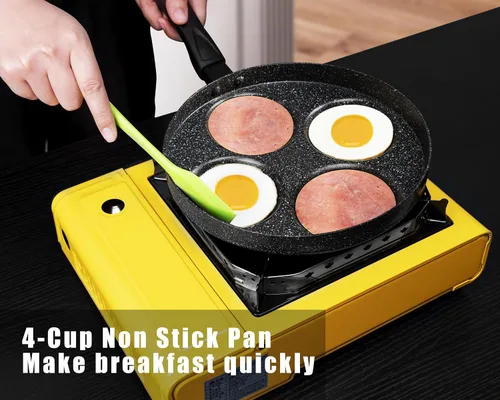 Miniatura 2 de MyLifeUNIT Sartén de aluminio para huevos de 4 tazas, sartén antiadherente para huevos