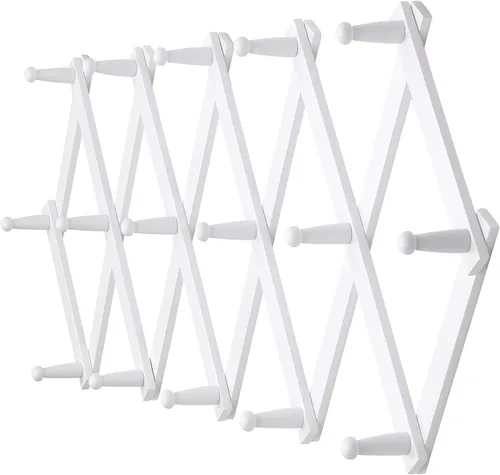 Miniatura 35 de Dseap Acordeón de pared: Perchero de pared expandible de madera de 16" de alto, soporte para sombreros, gancho de acordeón para gorras de béisbol
