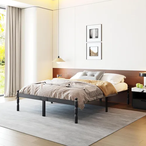 Miniatura 10 de Base de cama resistente de tamaño individual con almacenamiento y tapón de colchón, marco de cama de metal con plataforma, no necesita somier, fácil