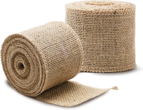 Miniatura 10 de LaRibbons Cinta de tela de arpillera de 3 pulgadas de ancho, 10 yardas, cinta marrón natural para manualidades de arcos, coronas, decoración