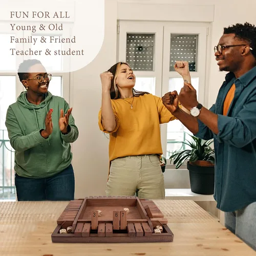 Miniatura 3 de Shut The Box Juego de madera para 4 jugadores, juego de mesa clásico para niños y adultos, juguete educativo de aprendizaje de matemáticas, juego