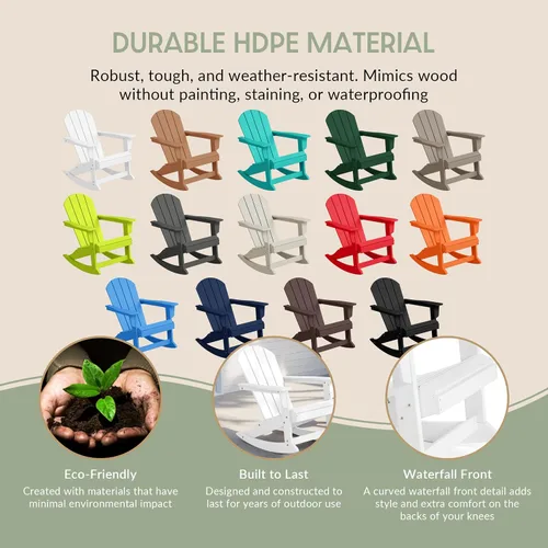 Miniatura 170 de WestinTrends Silla mecedora Malibu de poliéster para exterior/patio Adirondack, Negra
