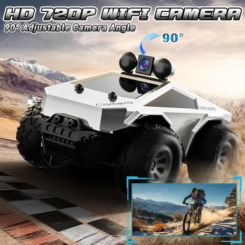 Miniatura 3 de Coche de control remoto 1:28 RC con cámara FPV HD 720P, camión RC todo terreno con batería recargable de luz corporal, regalos de juguete