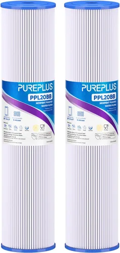 PUREPLUS Filtro de sedimento plisado para toda la casa de 5 micrones de 20" x 4.5" para agua de pozo, cartucho de repuesto para ECP20-20BB, AP810-2,