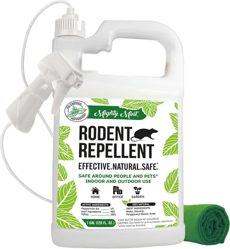 Miniatura 11 de Repelente de roedores con aceite de menta de Mighty Mint – Spray repelente natural para interiores y exteriores contra ratones y ratas – Fórmula