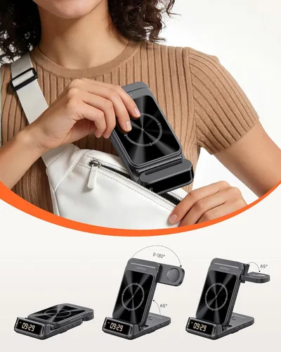 Miniatura 4 de SwanScout Estación de carga inalámbrica 3 en 1 para Samsung S26 Ultra/S26/S25/S24/S23/Z Flip7, cargador inalámbrico plegable para Galaxy Watch 8
