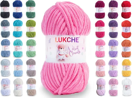 Miniatura 49 de Hilado de chenilla de terciopelo para amigurumi y punto de crochet súper voluminoso 100 gr (69,0 m) (Grosor del hilo 8 mm) (Verde espárrago) 1