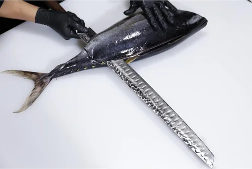 Miniatura 6 de YOUSUNLONG Cuchillo Sakimaru de 23 pulgadas Ultra Yanagiba - Hoja de Acero Damasco Martillado Japonés - Rebanador de Chef Adecuado para Cortar Atún