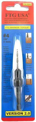 Miniatura 25 de FTG USA Juego de 12 brocas avellanadoras #4 (7/64") para madera con broca cónica