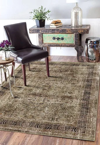 Miniatura 8 de Poeti Alfombra lavable, ultrafina de 9 x 12 pies, antideslizante, alfombra grande para sala de estar, dormitorio, alfombra floral vintage, alfombra