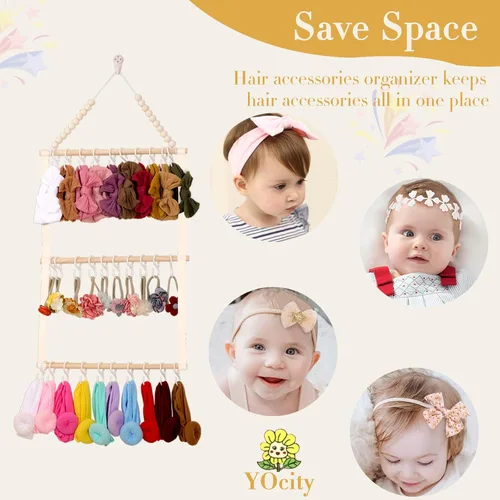 Miniatura 5 de YOcity Soporte Organizador de Diademas para Niñas Bebés Diademas Accesorios para el Cabello Organizador de Lazos para el Cabello Almacenamiento