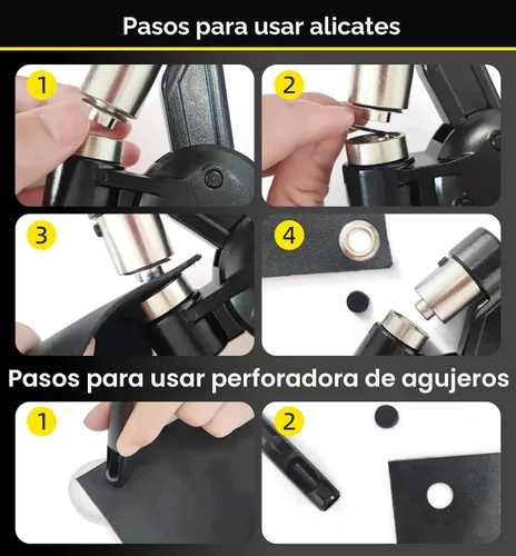 Miniatura 5 de Kit de herramientas de ojales HAPDEN 1/2 1/4 3/8 de múltiples tamaños, perforador de 608 piezas, kit de herramientas de ojales resistentes, ojales