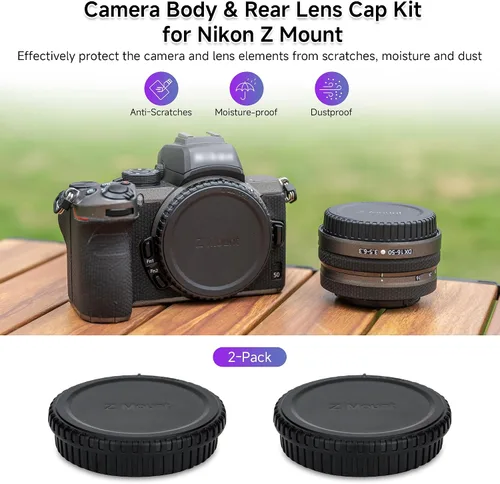 Miniatura 2 de Paquete de 2 tapas de lente trasera Nikon Z Mount y tapa de carrocería de repuesto para LF-N1 y BF-N1, compatible con cámaras sin espejo Nikon ZR