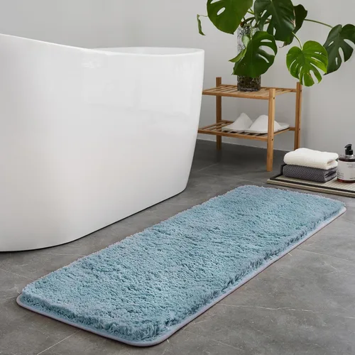 Miniatura 14 de TECHMILLY Alfombras Corredoras de Baño Super Suaves Peludas, Alfombras de Baño de Microfibra Gruesas Antideslizantes Absorbentes, Tapete de Baño