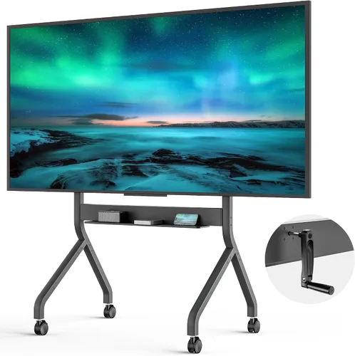 FortiLift - Soporte de TV prémium para pantallas de 55 a 90 pulgadas de hasta 198 libras, carrito de TV rodante de clase empresarial con manivela y
