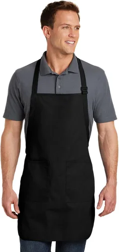 Miniatura 2 de Delantal personalizado con diseño bordado para añadir tu nombre, delantal de longitud completa con dos bolsillos Negro