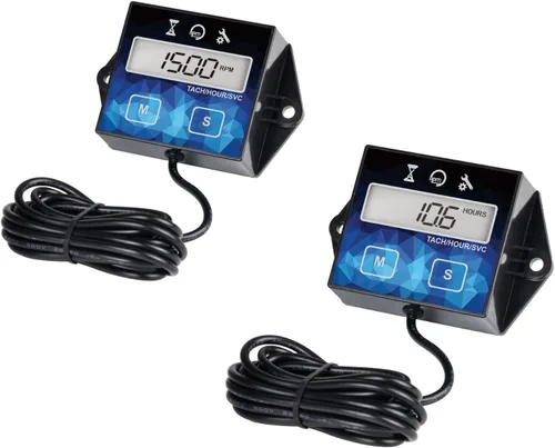 2 Piezas Runleader Temporizador para Motor Pequeño, Tacómetro Digital, Recordatorio de Mantenimiento, Batería Reemplazable, Apagado por Usuario,