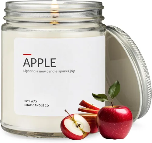 1OAK Vela de Manzana - Velas perfumadas de cera de soja (Manzana) - Velas de soja para aromatizar el hogar - Quema larga premium - Hechas a mano