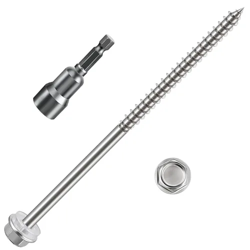 Miniatura 11 de WenSilon (130Pcs) #10x1-1/2 Tornillos Autorroscantes para Madera 410 de Acero Inoxidable Cabeza Hexagonal Rápido Autorroscante