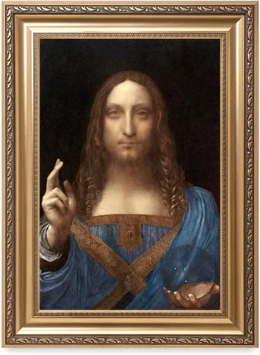 DECORARTS - Retrato de Cristo en Salvator Mundi por Leonardo Da Vinci. Impresiones giclée sobre lienzo de algodón sin ácido. Reproducción de arte