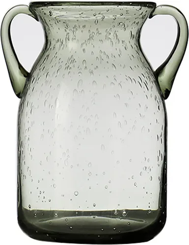Miniatura 9 de Jarrón de cristal transparente, florero de vidrio con doble oreja, jarrón de boca ancha para decoración de interiores y exteriores (3)