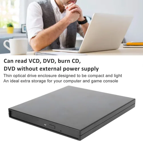 Miniatura 2 de 125 Unidad de CD externa, caja de unidad óptica SATA de 0.374 in, caja dura externa, kit de almacenamiento para computadora portátil y computadora
