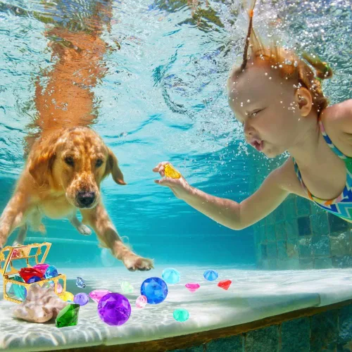 Miniatura 5 de YUJUN Juguetes de piscina de gemas de buceo, 10 coloridas gemas de diamante grande con caja de cofre de pirata del tesoro, juego de piedras Surtido