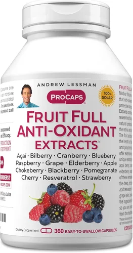 Miniatura 11 de ANDREW LESSMAN Fruta completa extractos antioxidantes 60 cápsulas – 14 extractos naturales de frutas y bayas. Arándano, arándano, semilla de uva