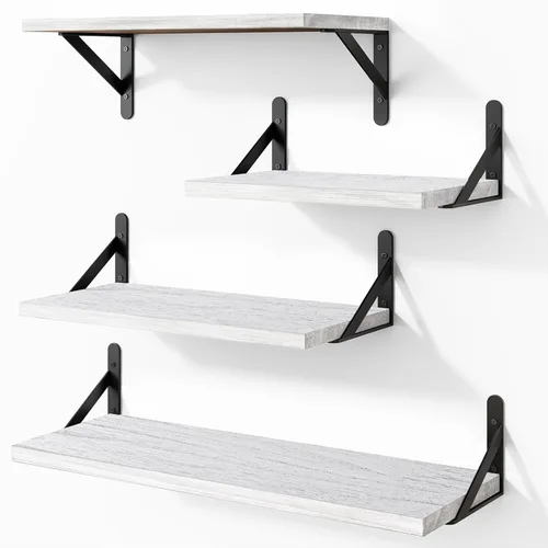 Miniatura 18 de YGEOMER - Estantes flotantes, juego de 4 unidades, color negro carbonizado, multifuncionales, montaje en pared, estantes para sala de estar, baño