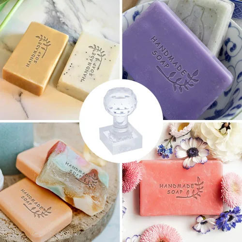Miniatura 3 de PH PandaHall Sellos de jabón de hojas, sello de jabón en relieve con mango jabones sello de impresión con mango sellos acrílicos personalizados