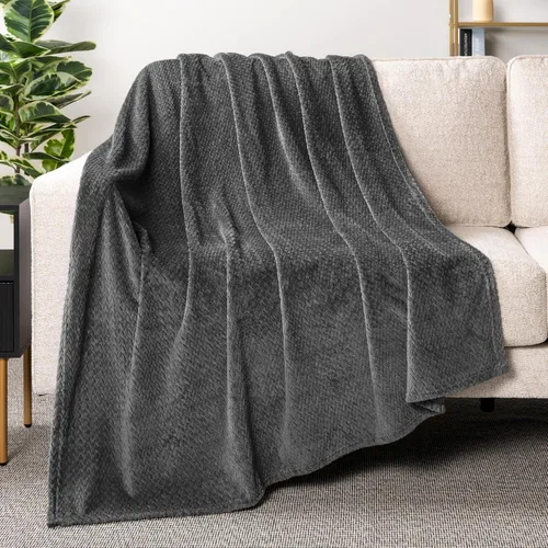 Miniatura 23 de PAVILIA - Manta de forro polar suave y sólida de color negro para sofá, mantas ligeras y mullidas y cálidas para cama, manta de franela mullida