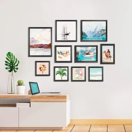 Miniatura 6 de LaVie Home Marcos de fotos de 4 x 4 (12 unidades, negro) de diseño simple con vidrio de alta definición para montaje en pared y mesa, juego de 12